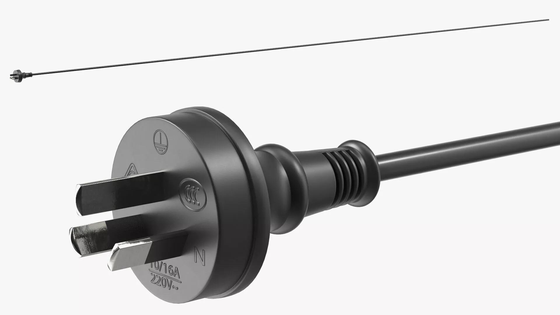 Type I Electric Plug Grounded Rigged 3D model