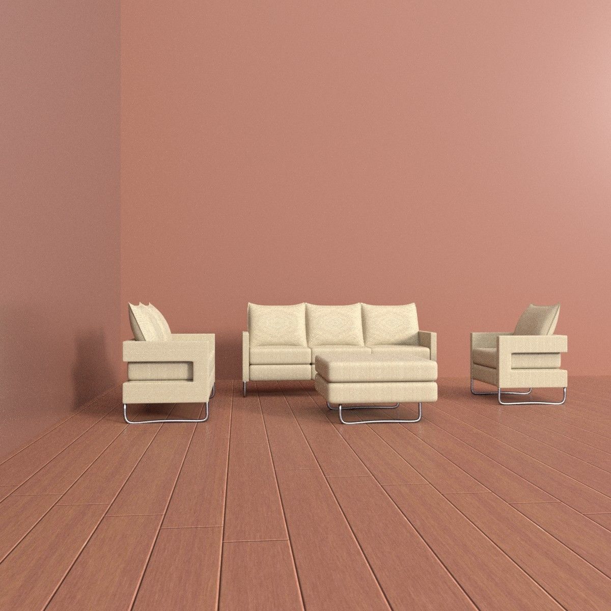 living room set 3D model_2