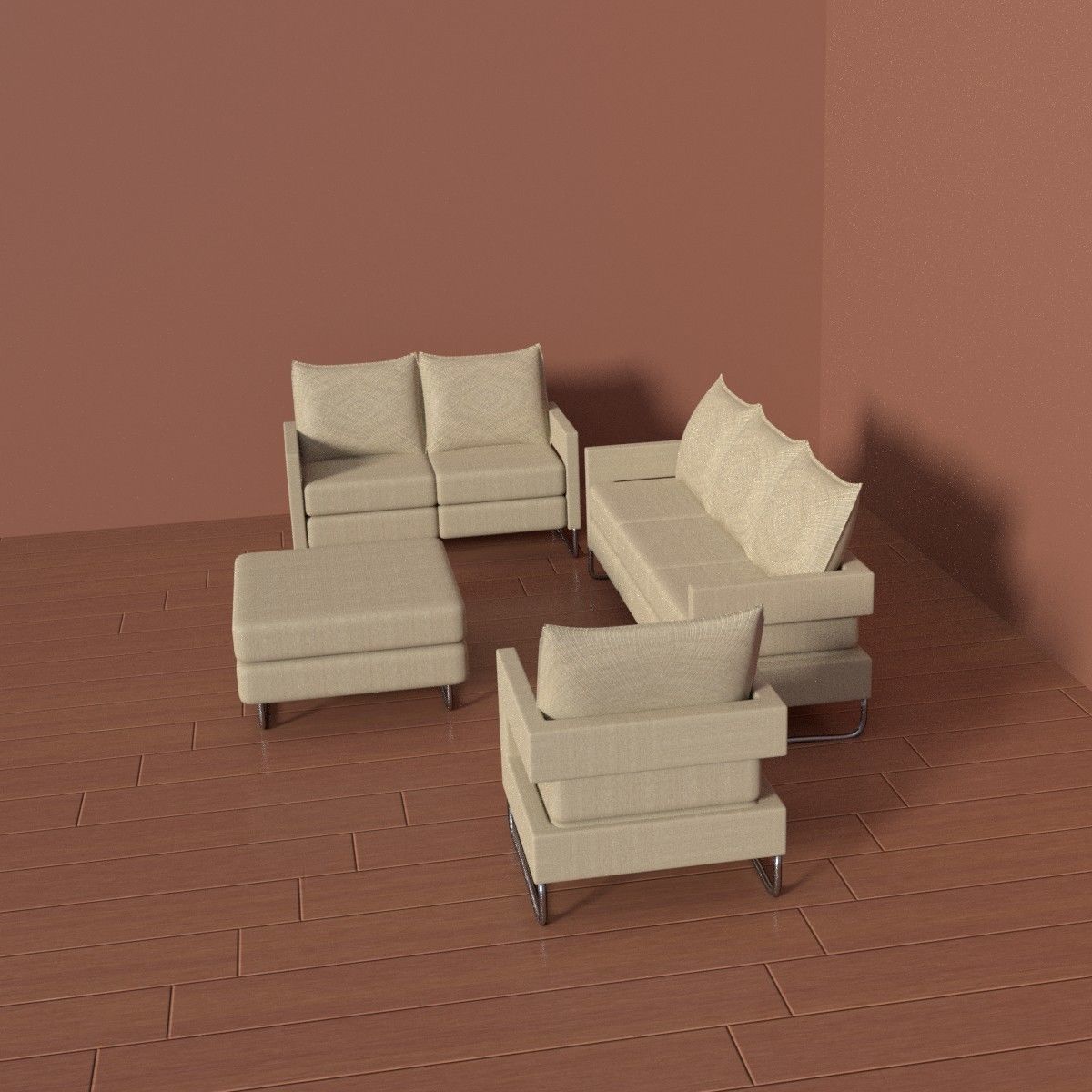 living room set 3D model_4