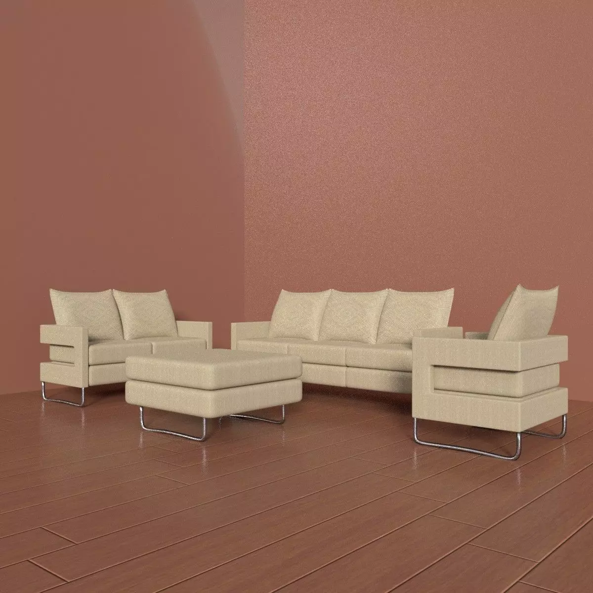 living room set 3D model_0