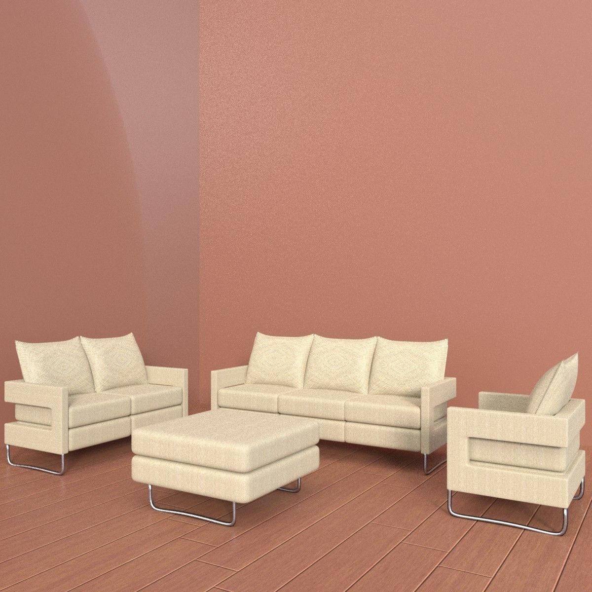 living room set 3D model_1