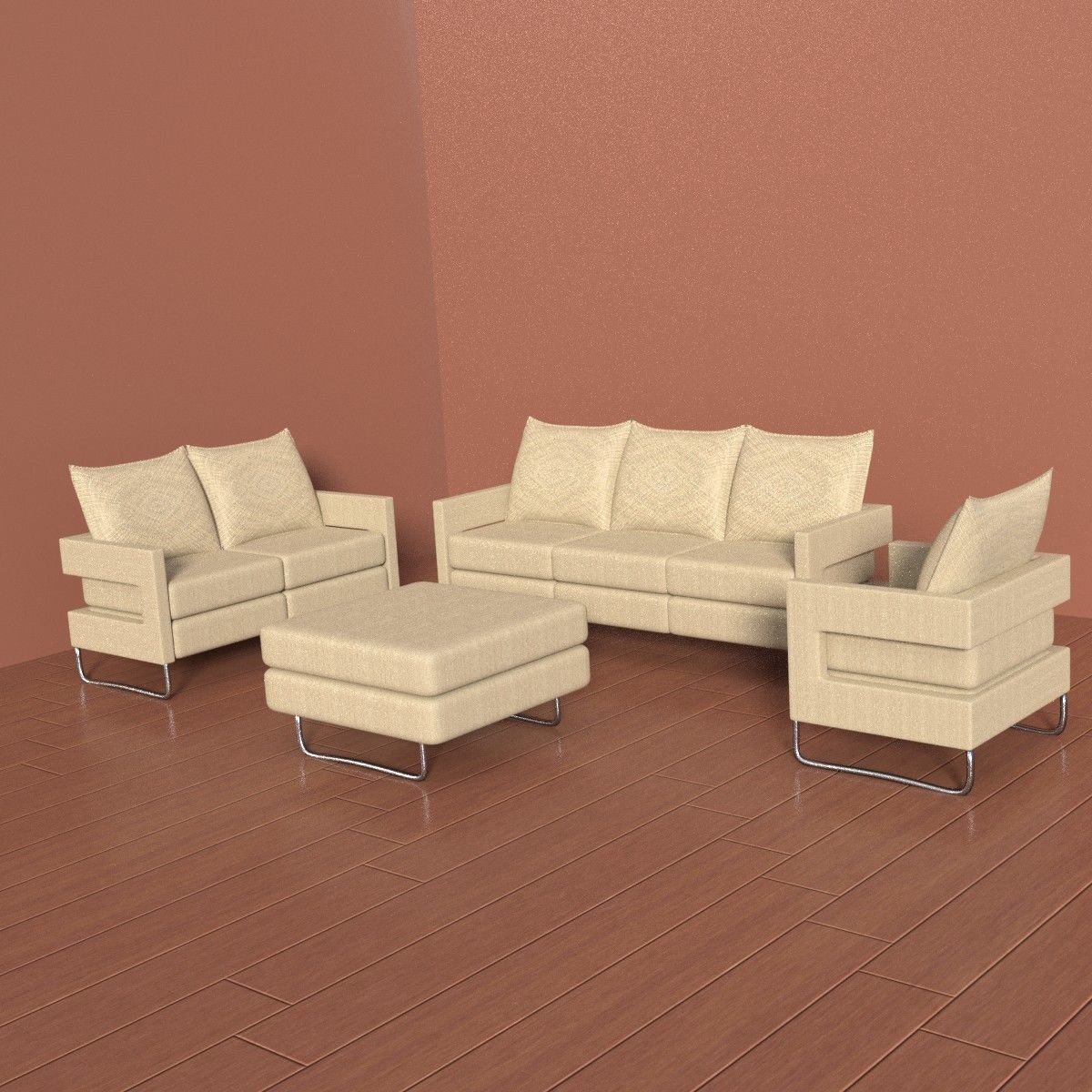 living room set 3D model_3