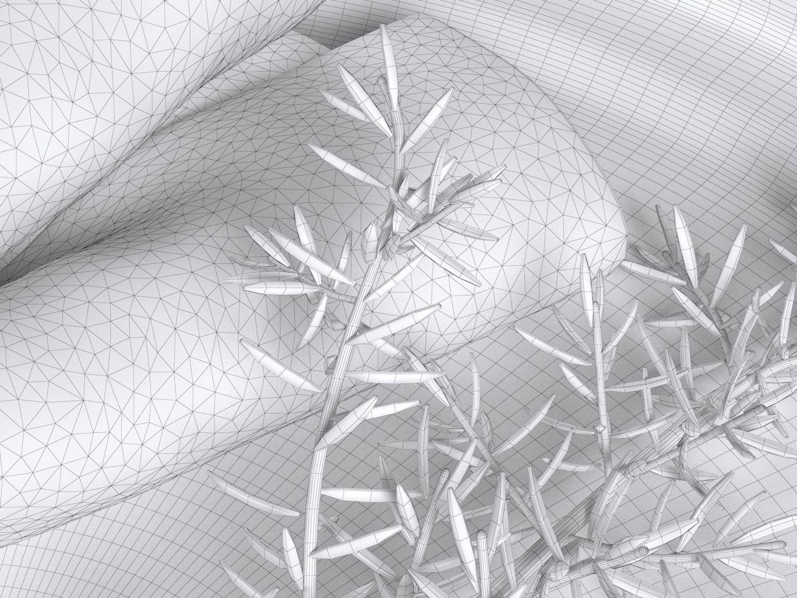 Plate with Napkin Rosemary and Wooden Knife 3D model_2