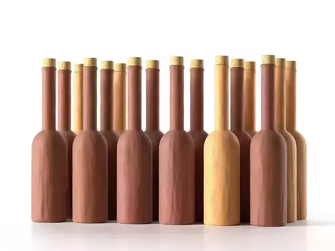 Clay Wine Bottles 3D model