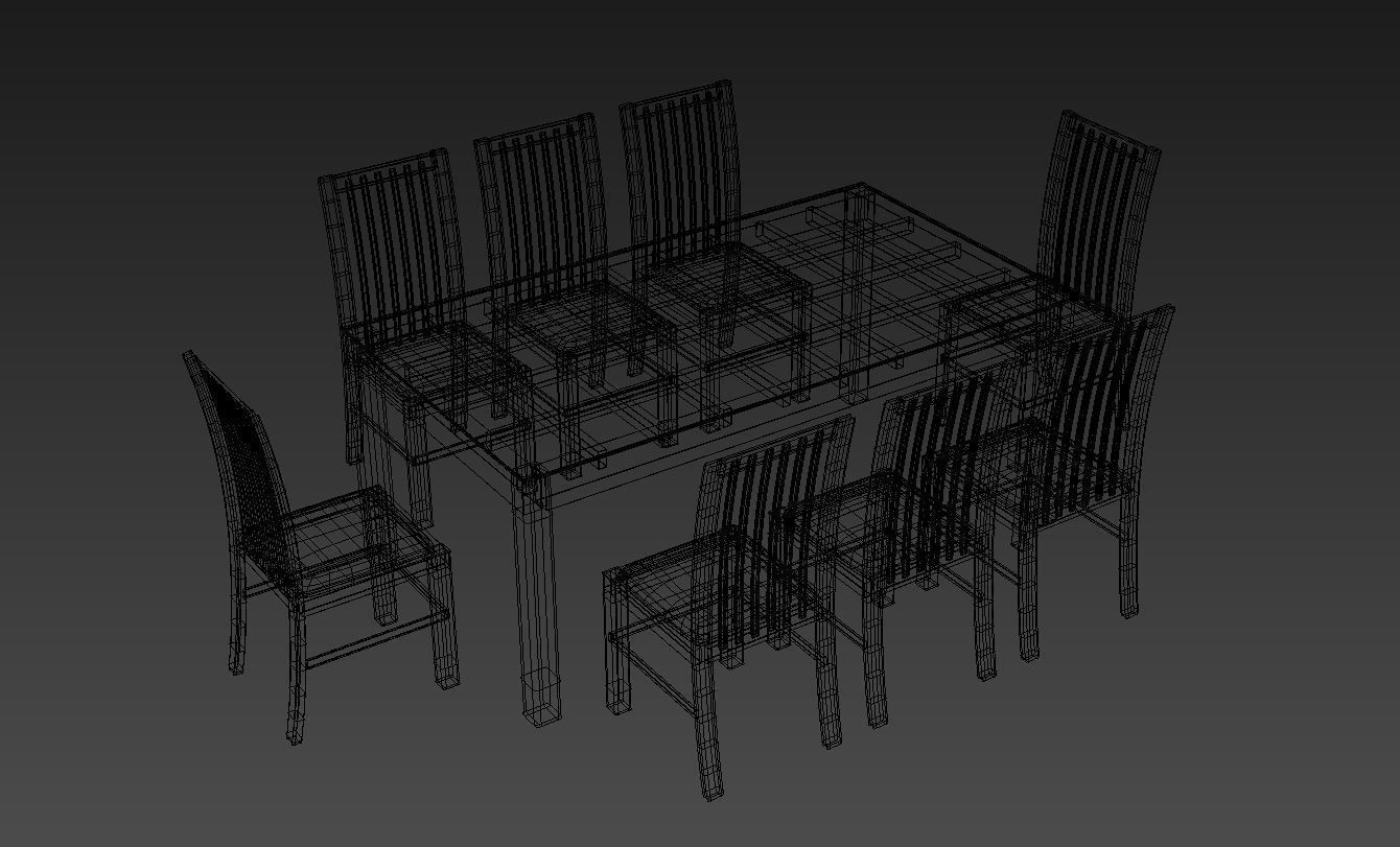 Kitchen Table Low-poly 3D model_4