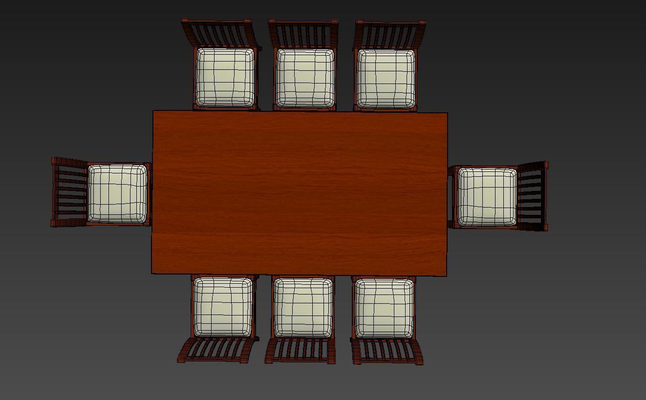 Kitchen Table Low-poly 3D model_2