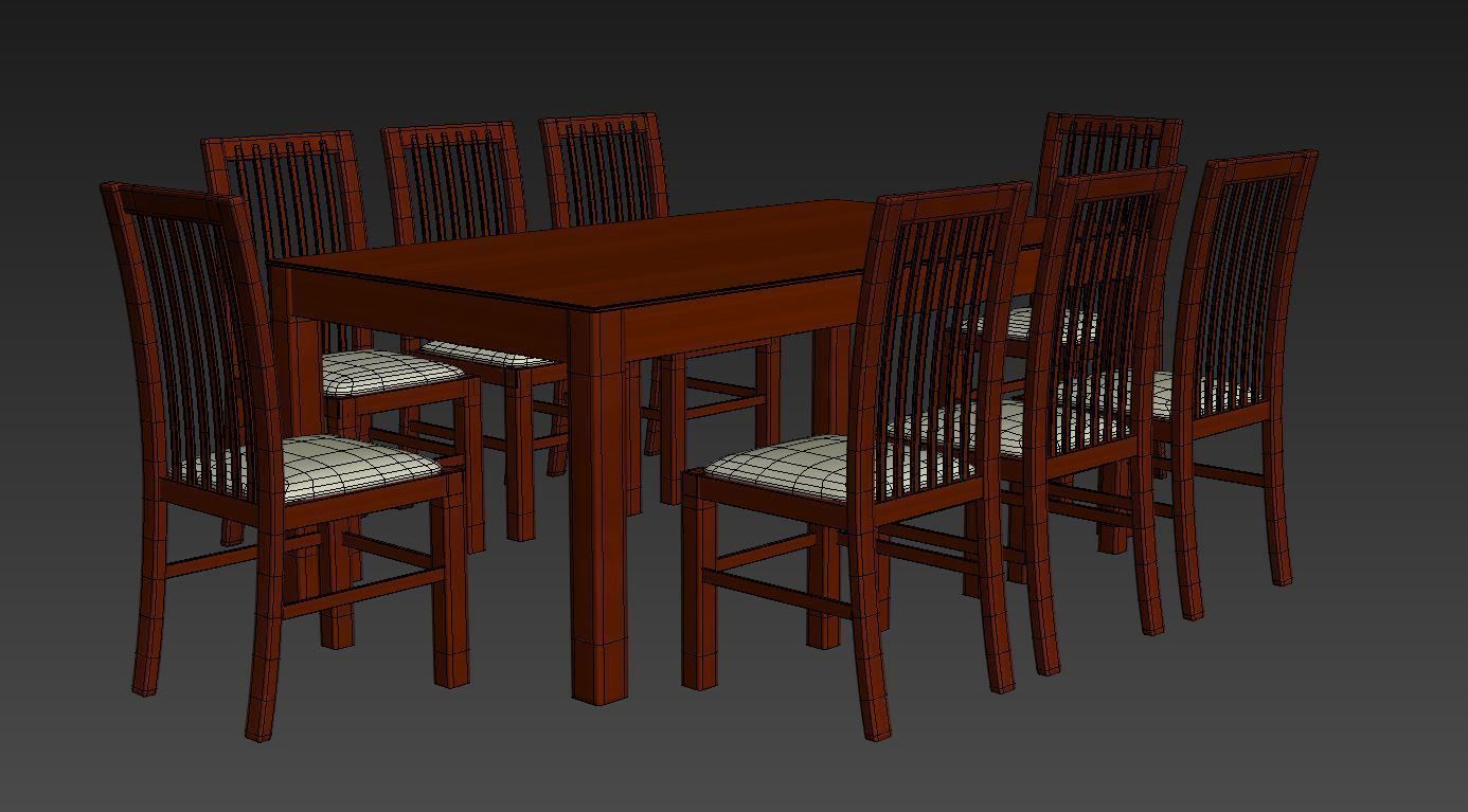 Kitchen Table Low-poly 3D model_3