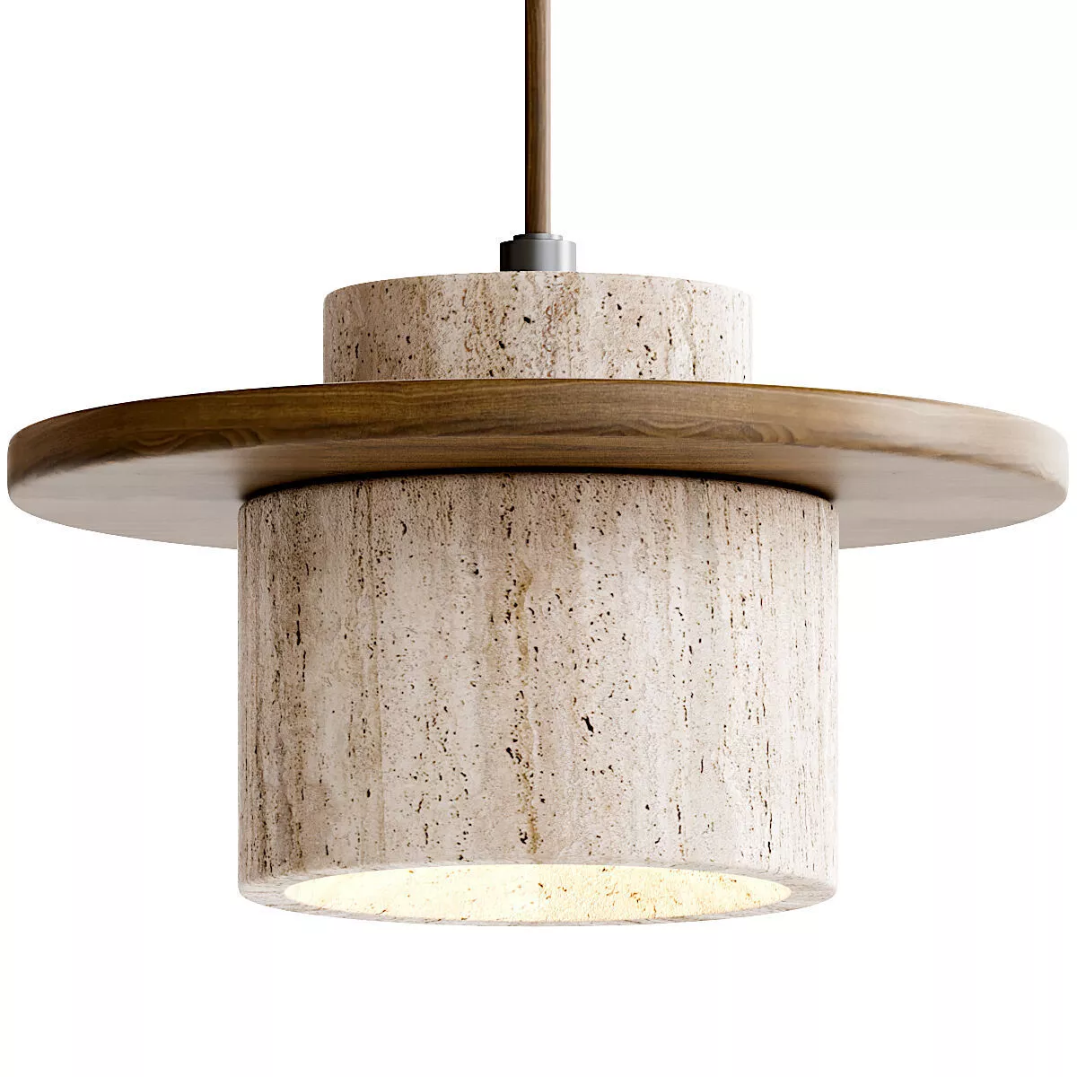 Iron Wood and Stone Pendant Light 3D model