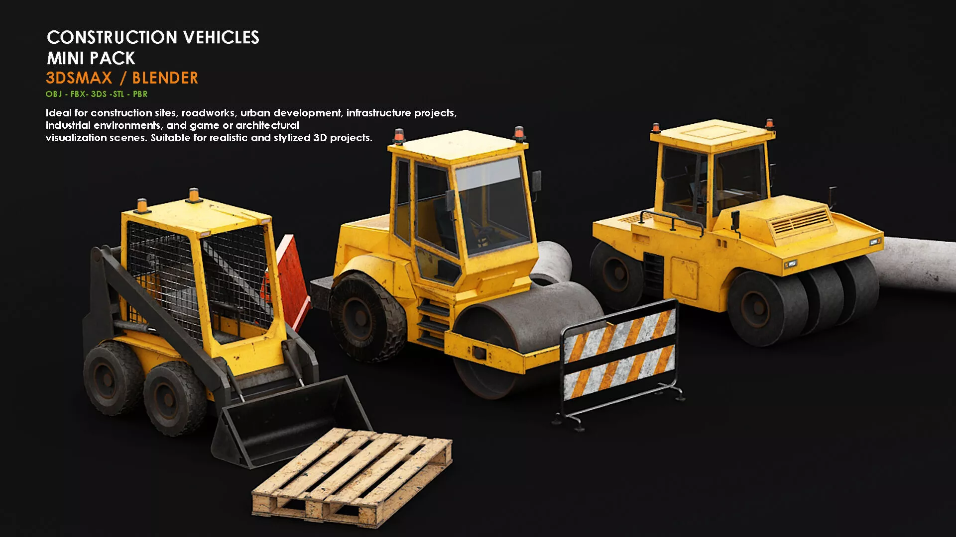 Construction Vehicles Heavy Machinery Fleet Pack 3D model