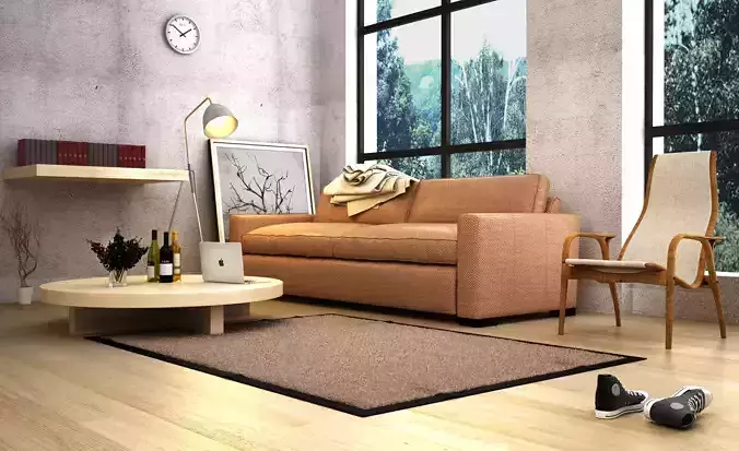 Living Room Low-poly 3D model