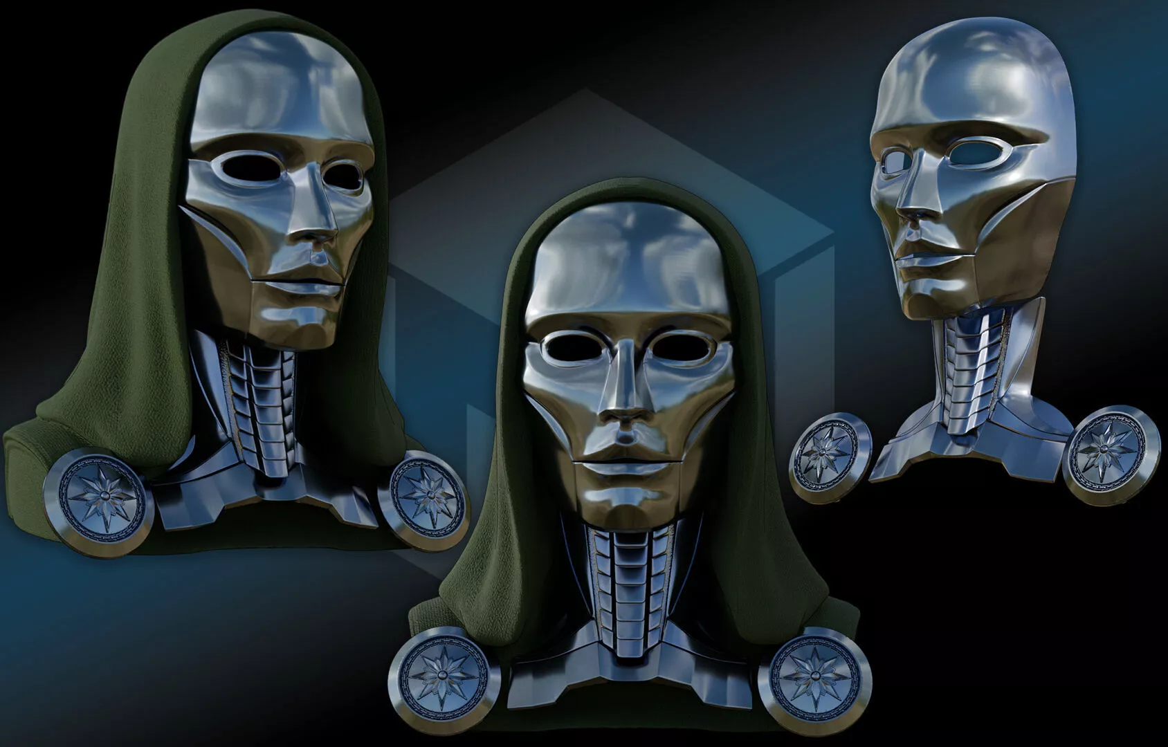 Latverian witch mask and neck armor parts 3D print model
