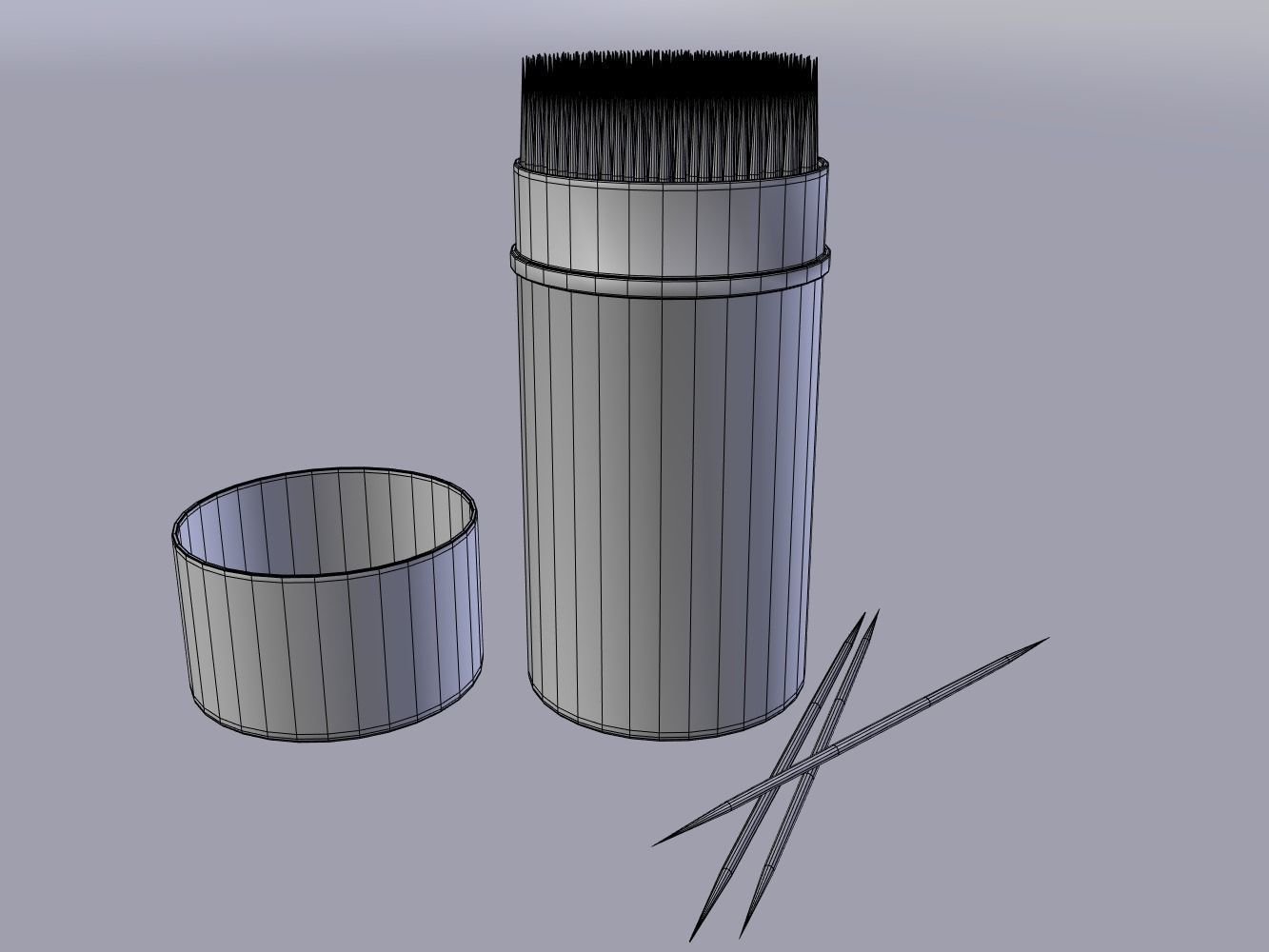 Toothpicks and container Free 3D model_1