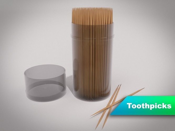 Toothpicks and container Free 3D model