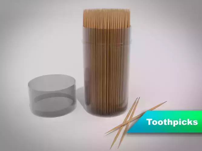 Toothpicks and container Free 3D model