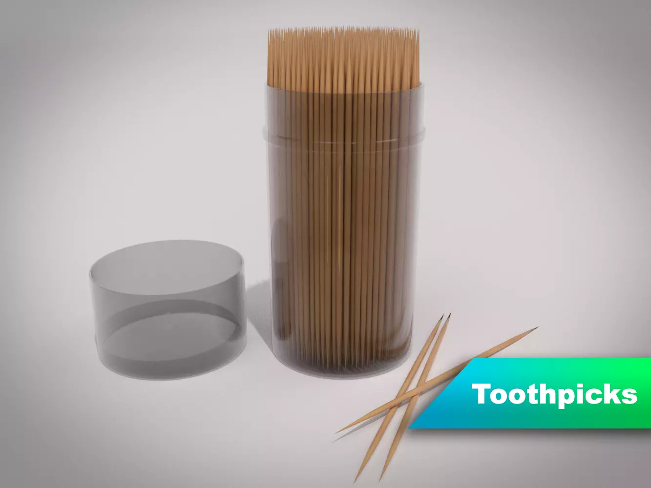 Toothpicks and container Free 3D model_0