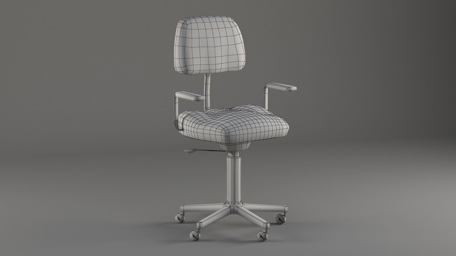 Old Office Chair Low-poly 3D model_3