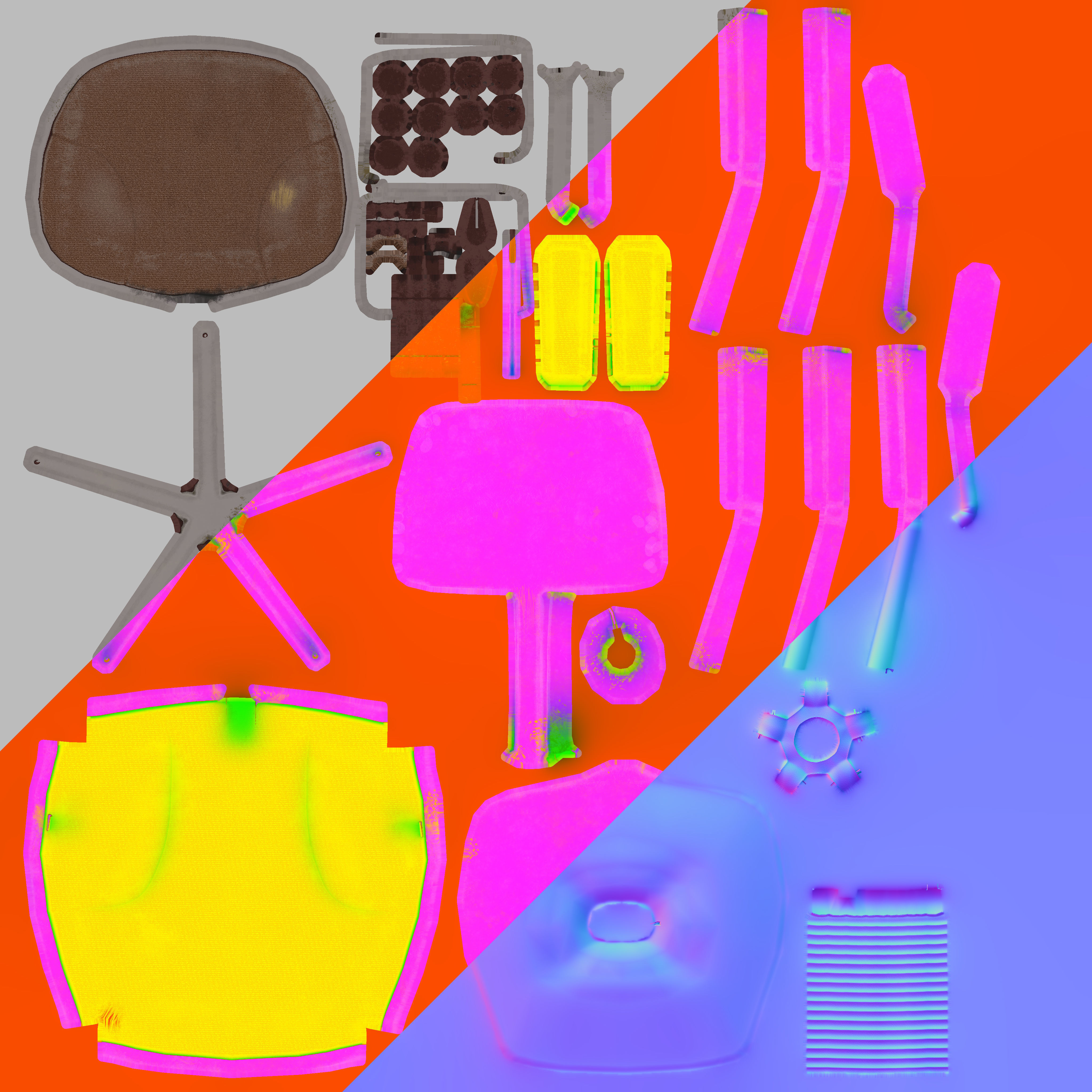 Old Office Chair Low-poly 3D model_4