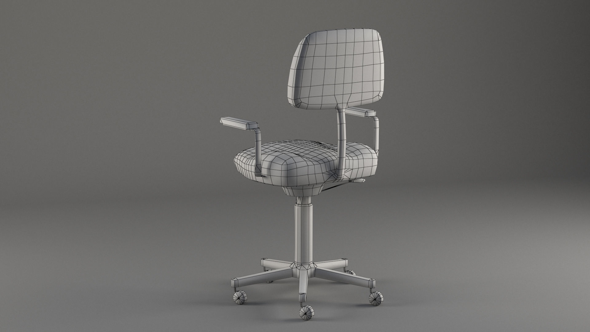 Old Office Chair Low-poly 3D model_2