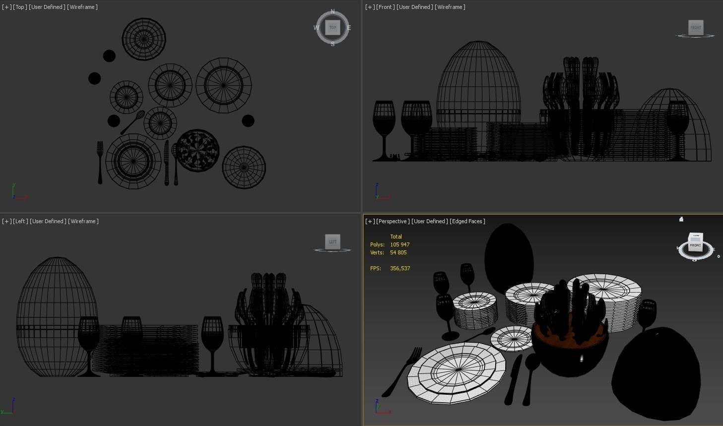 Cutlery set dinnerware and silverware on table 3D model_5