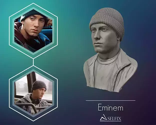 Eminem 3D portrait sculpture 3D print model