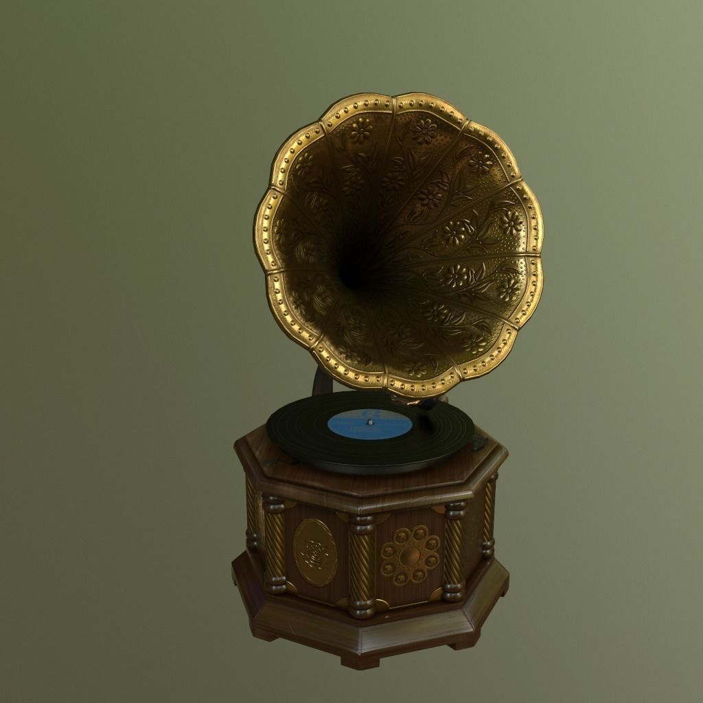 Gramophone - PBR materials Low-poly 3D model_5