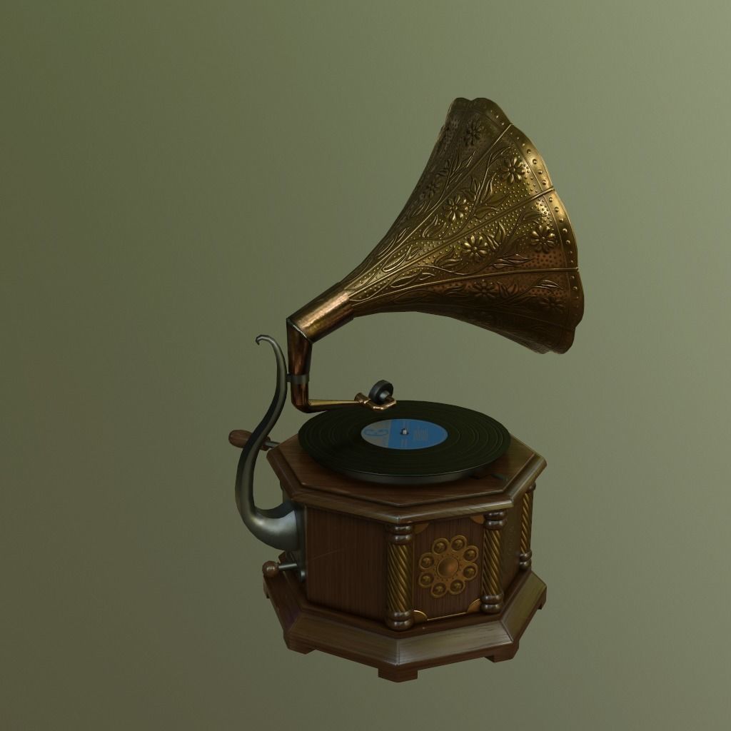Gramophone - PBR materials Low-poly 3D model_7