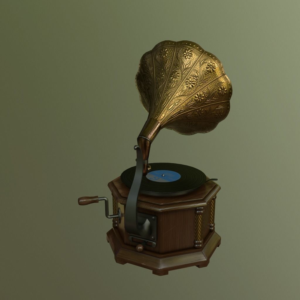 Gramophone - PBR materials Low-poly 3D model_8