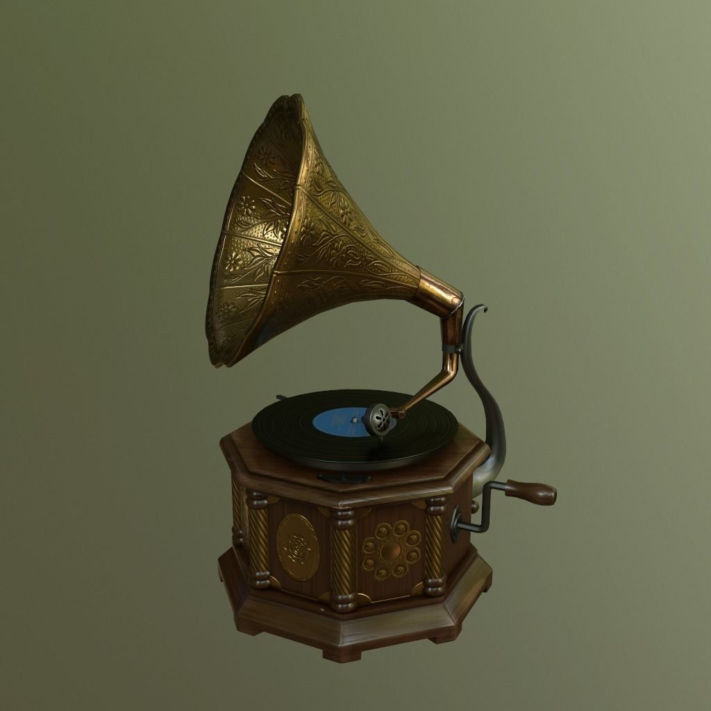 Gramophone - PBR materials Low-poly 3D model_3