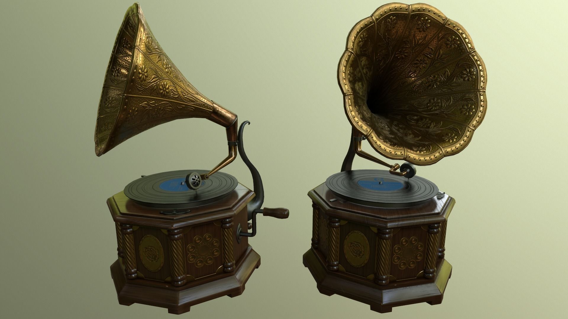 Gramophone - PBR materials Low-poly 3D model_0