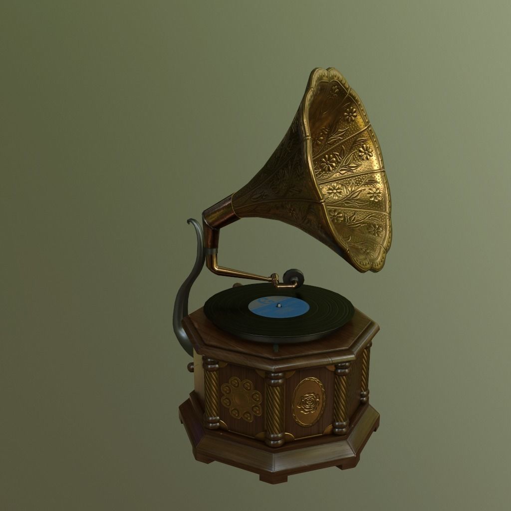 Gramophone - PBR materials Low-poly 3D model_6