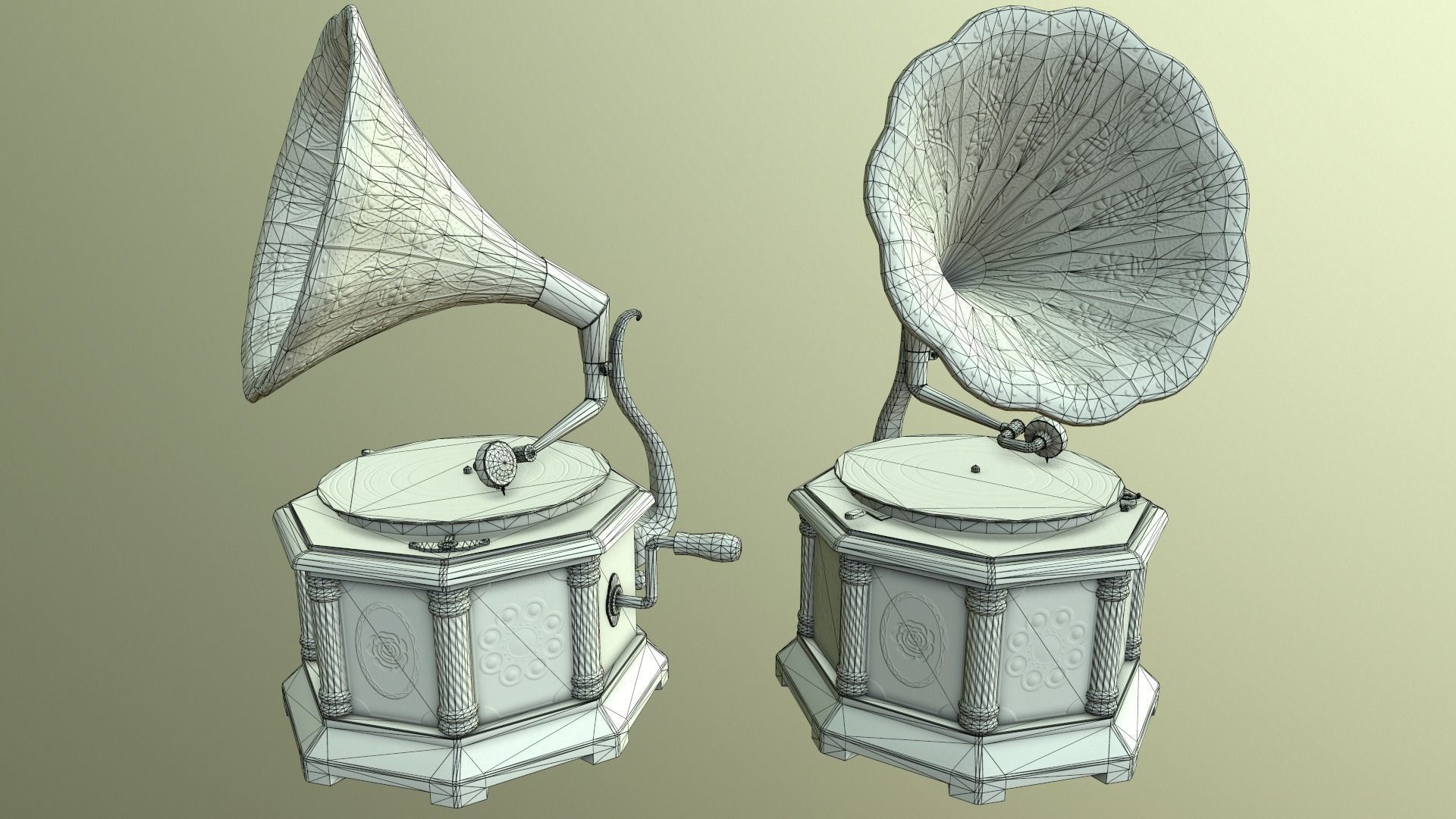 Gramophone - PBR materials Low-poly 3D model_1