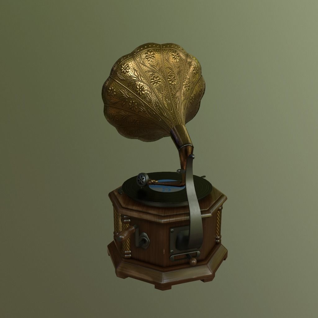 Gramophone - PBR materials Low-poly 3D model_9