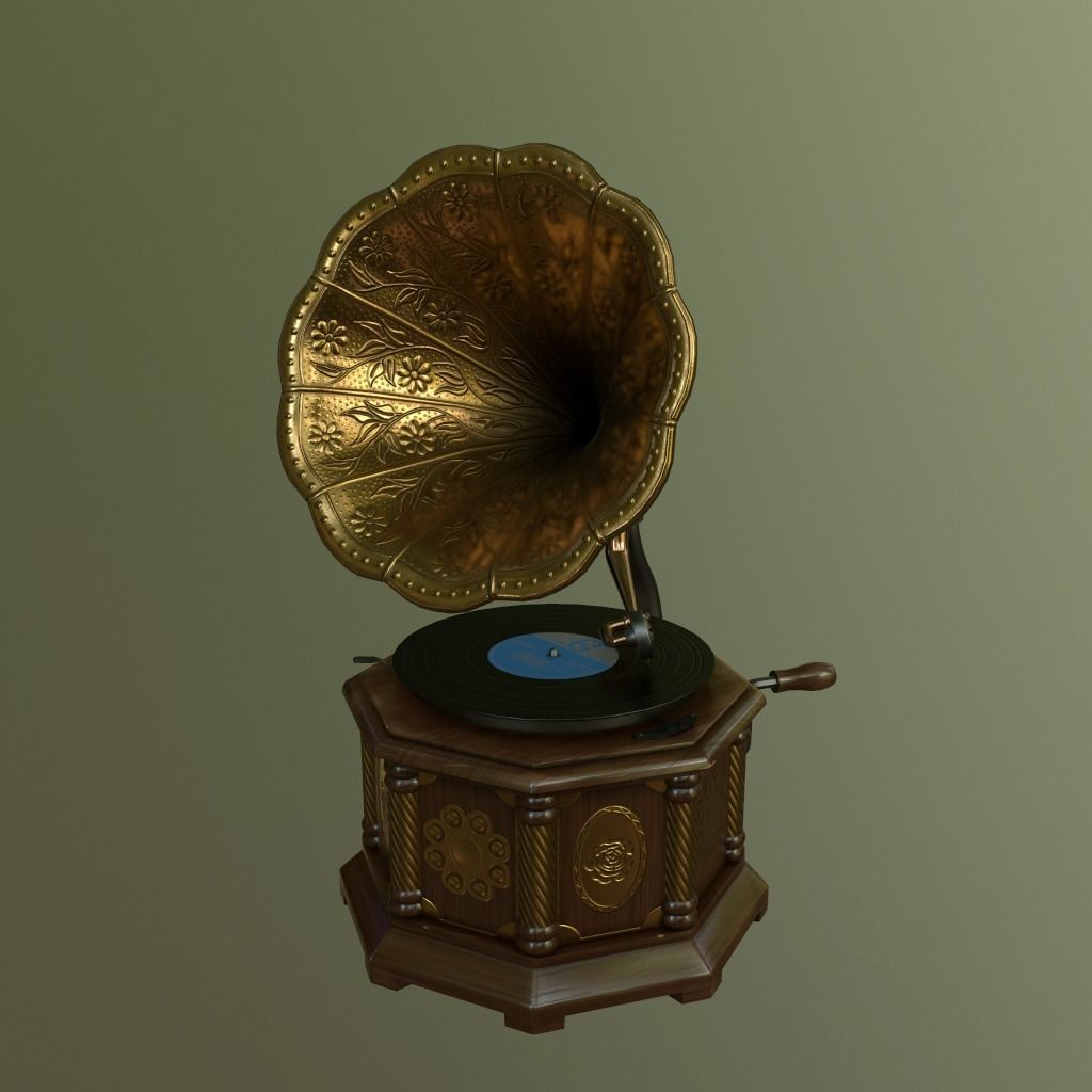 Gramophone - PBR materials Low-poly 3D model_4