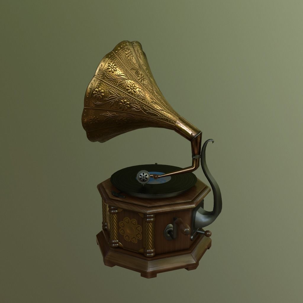 Gramophone - PBR materials Low-poly 3D model_2