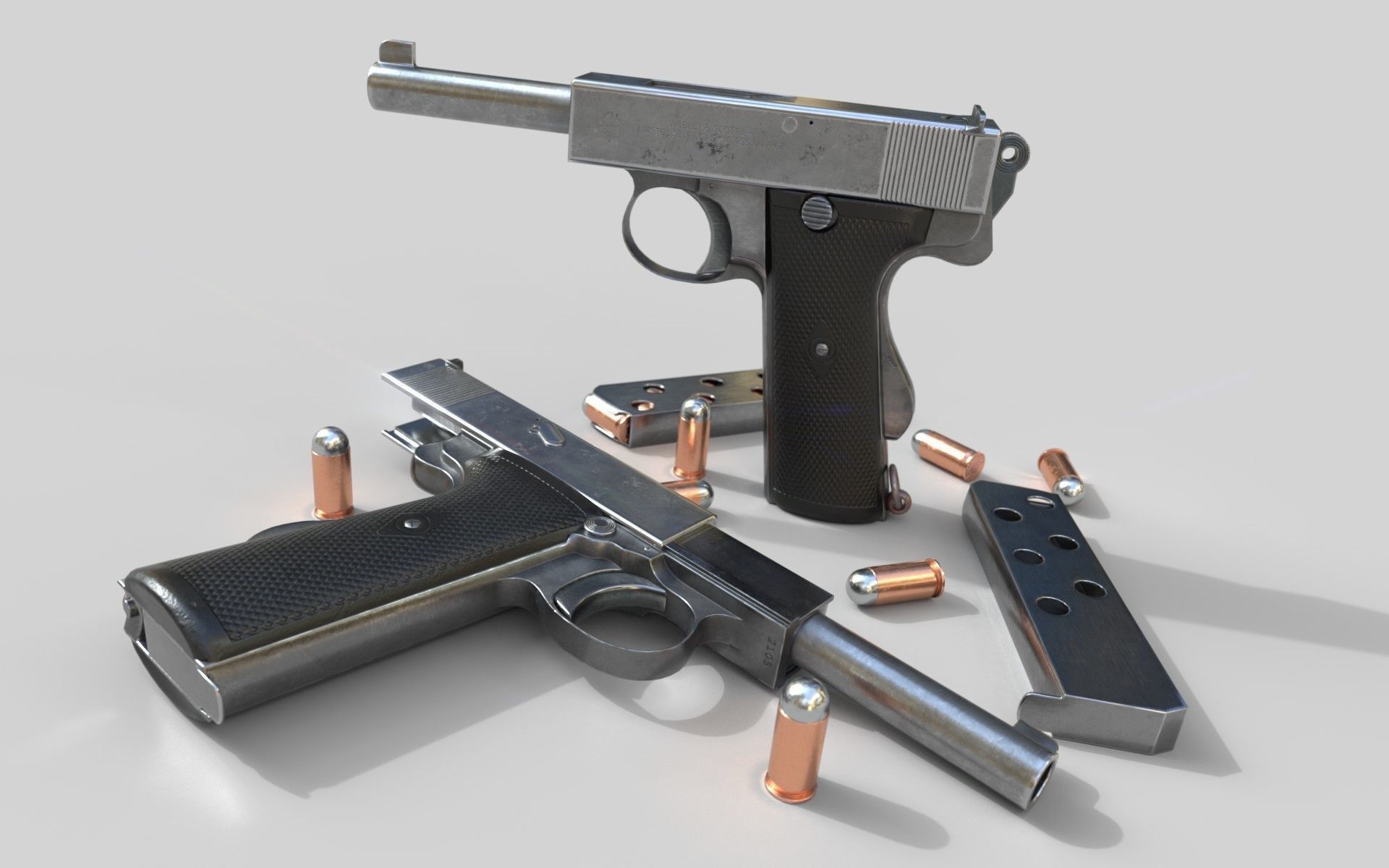 Webley 1913 PBR Low-poly 3D model_1
