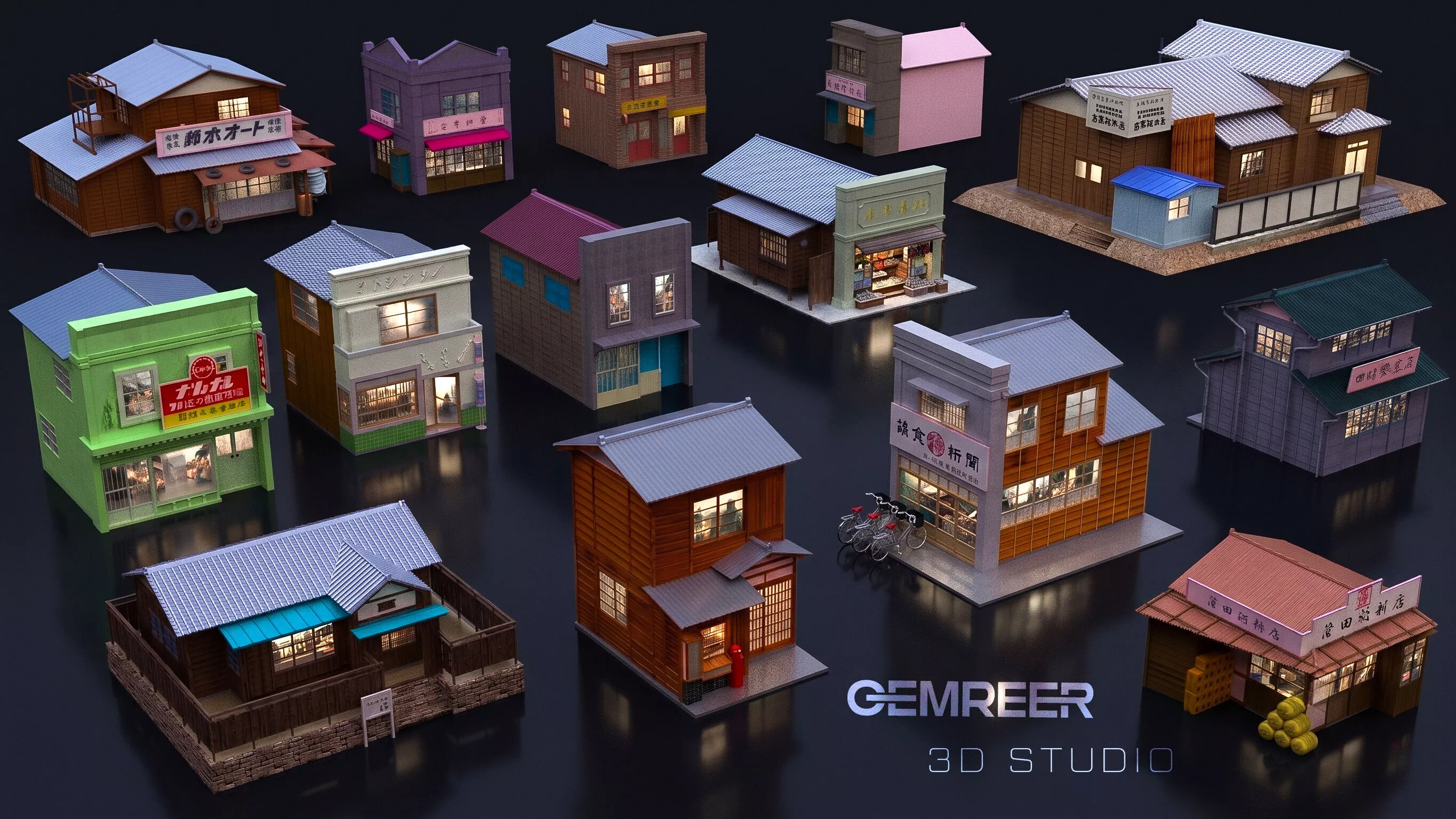 Asian Shop Asset Pack 14 Piece 3D model