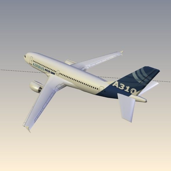 Airbus A310-300 lowpoly commercial airplane  Low-poly 3D model_8