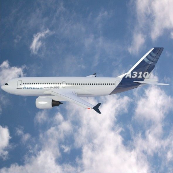 Airbus A310-300 lowpoly commercial airplane  Low-poly 3D model_6