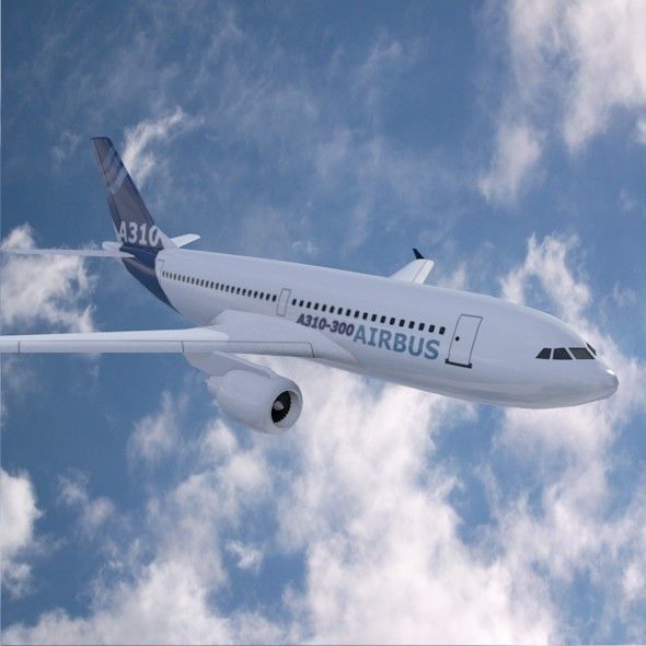 Airbus A310-300 lowpoly commercial airplane  Low-poly 3D model_2