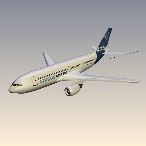 Airbus A310-300 lowpoly commercial airplane  Low-poly 3D model_7