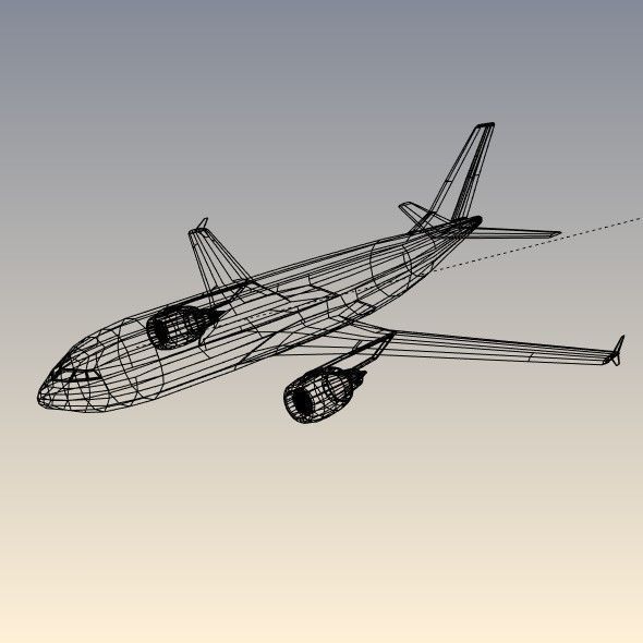 Airbus A310-300 lowpoly commercial airplane  Low-poly 3D model_9