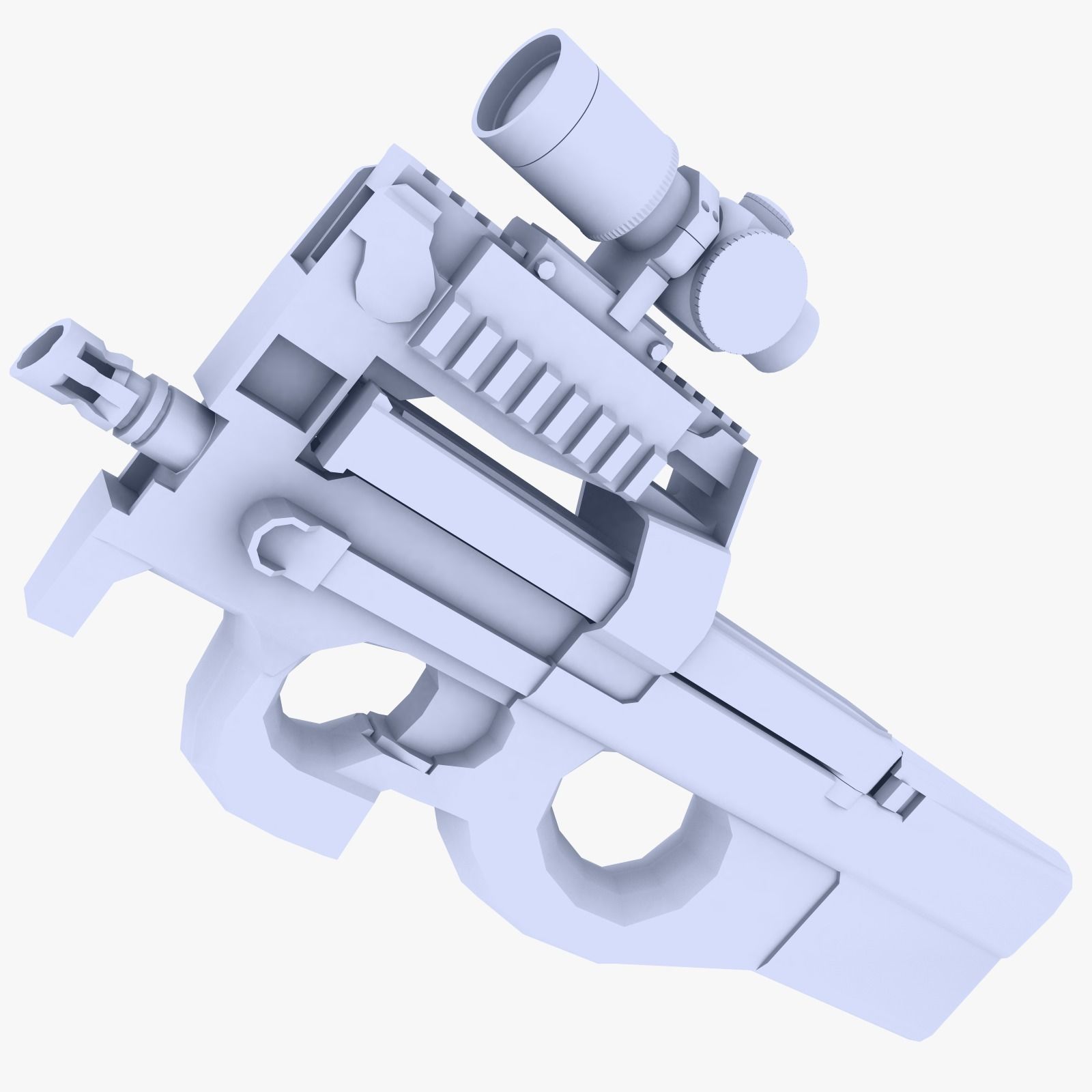 FN P90 ACOG Low-poly 3D model_1