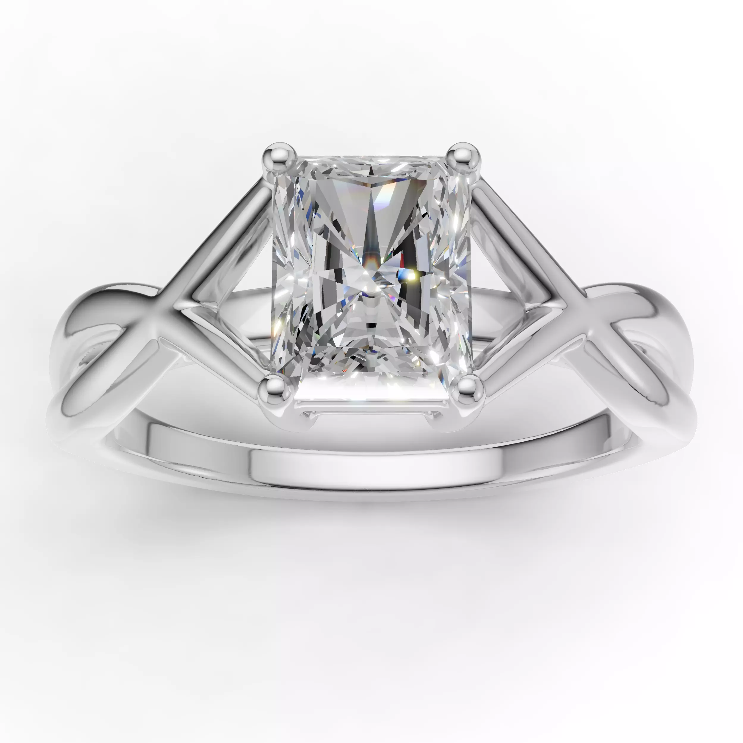 Radiant Split Shank Solitaire Engagement Ring 3D Model 3D print model