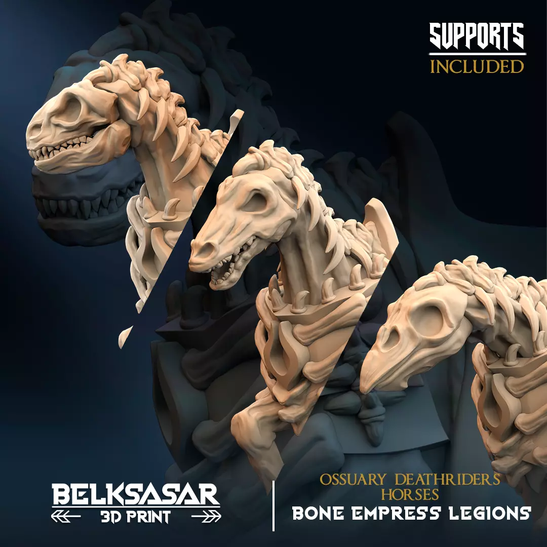 Skeleton Horses - Ossuary Deathriders Set x3 3D print model