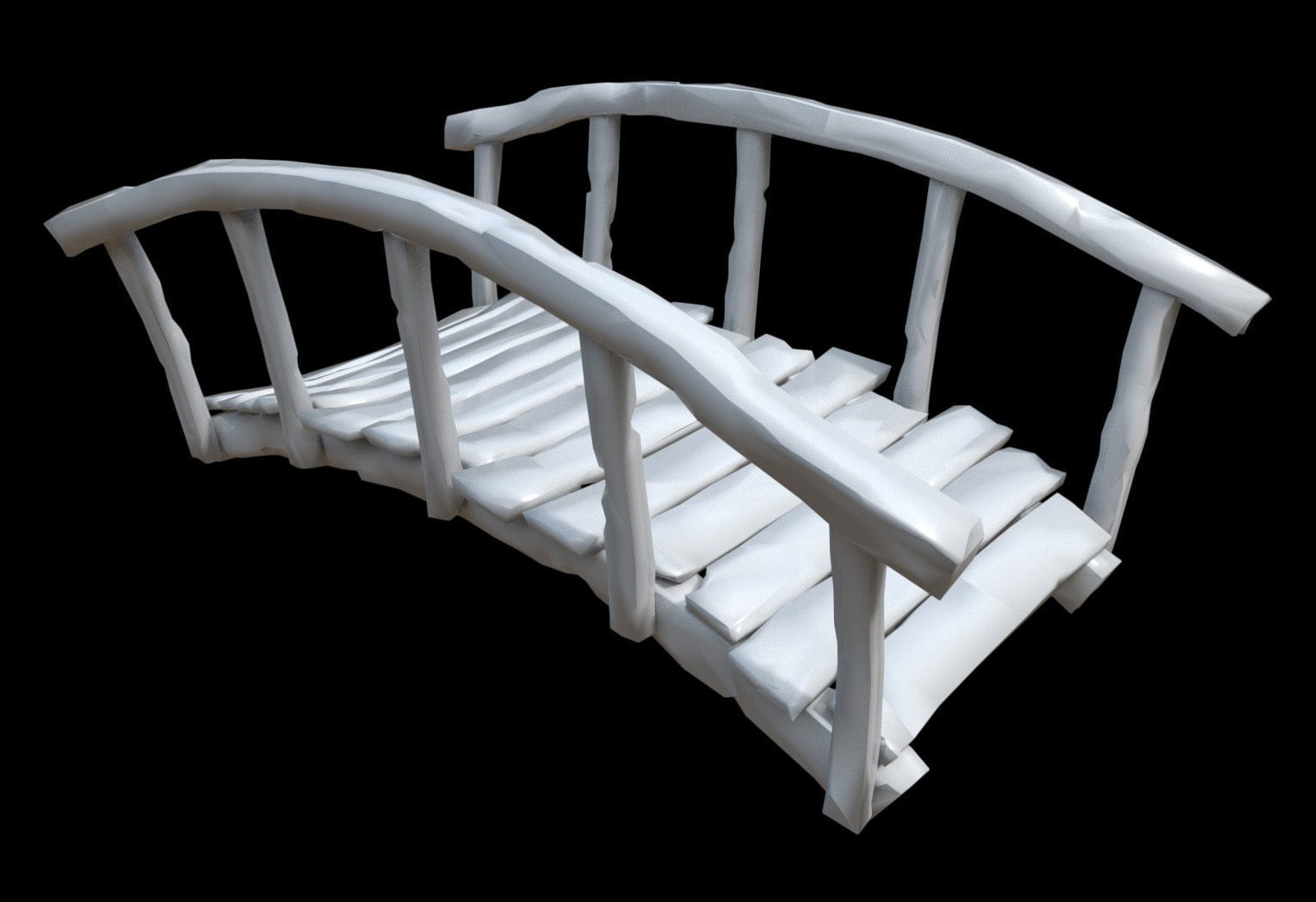 Wooden Bridge Low-poly 3D model_1
