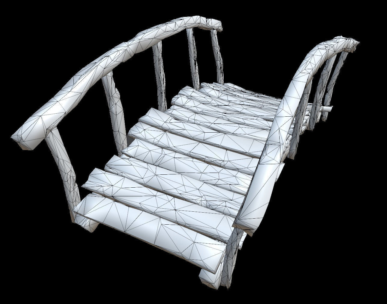 Wooden Bridge Low-poly 3D model_7
