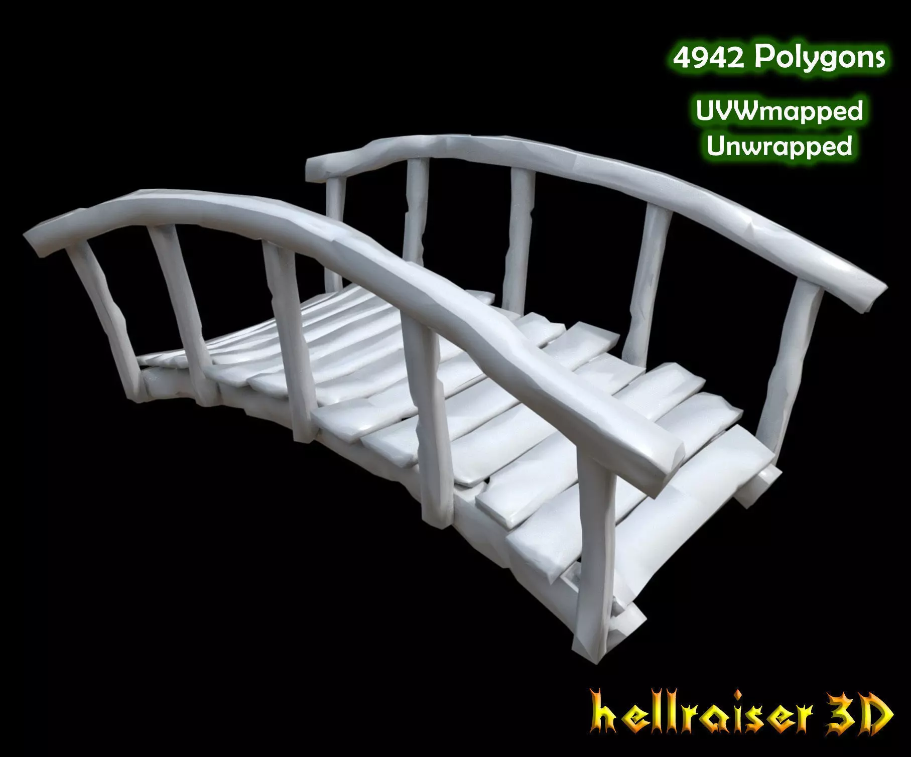 Wooden Bridge Low-poly 3D model_0