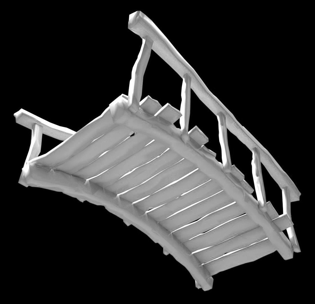 Wooden Bridge Low-poly 3D model_6