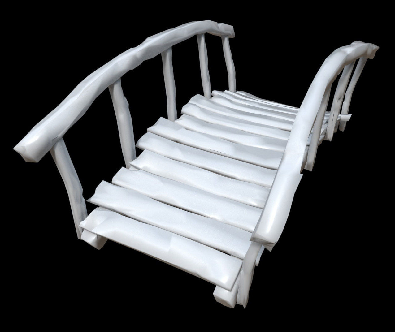 Wooden Bridge Low-poly 3D model_2