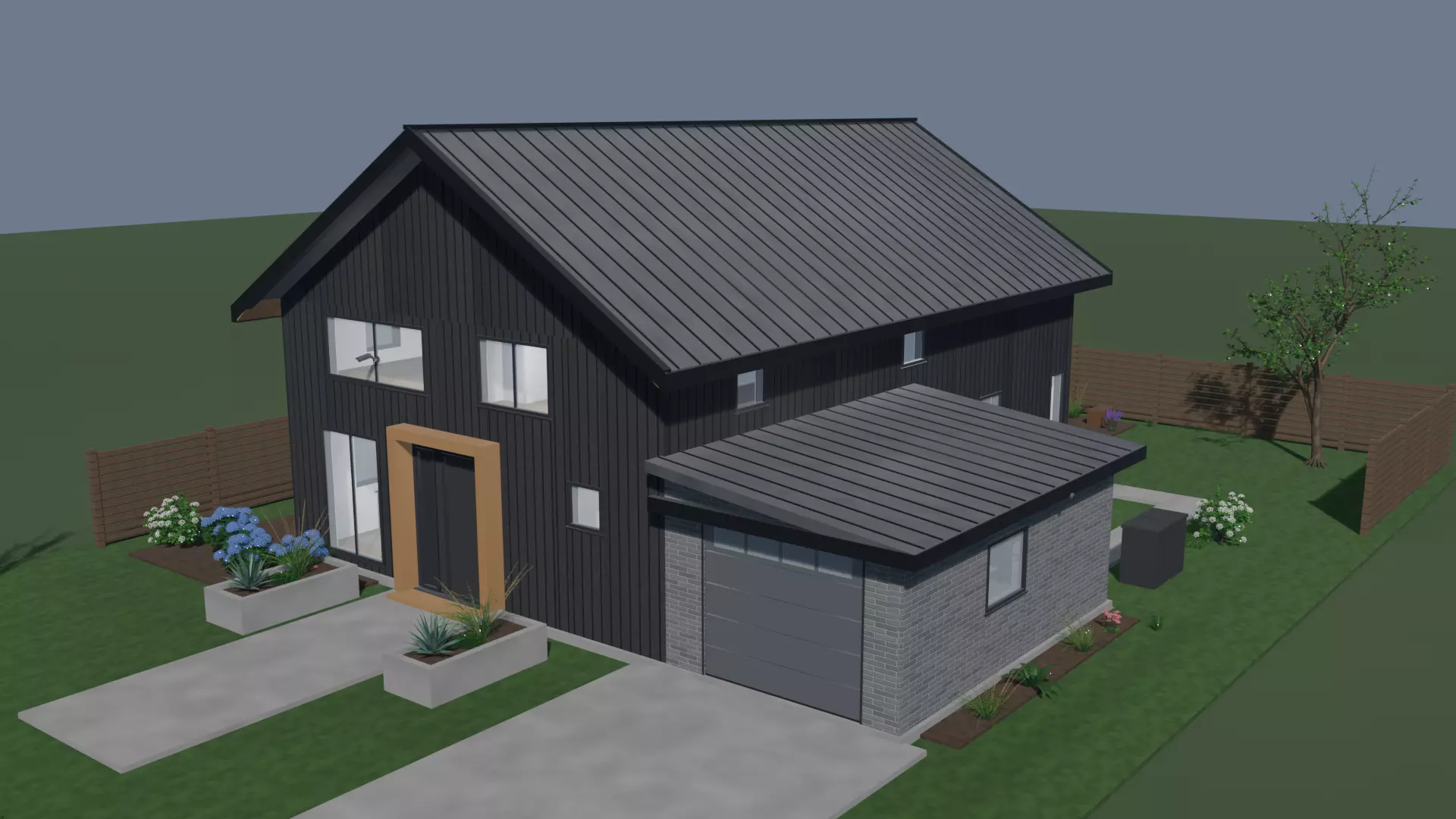 Modern Barn House Single Garage - Fully Fitted and Furnished 3D model